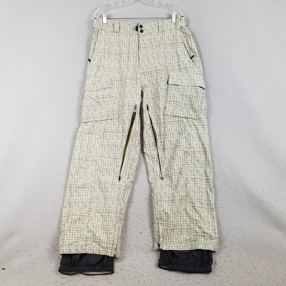 Obermeyer‎ Snow Pants Mens Medium Beige Revert Cargo Ski Alt 3 Nylon Lined